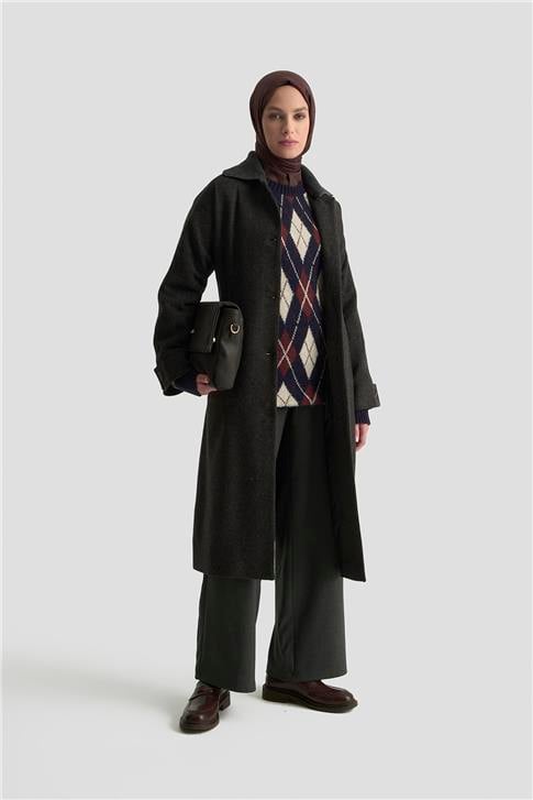 Armine Seyyar Ribana Yakalı Kaban 25K7606 Antrasit