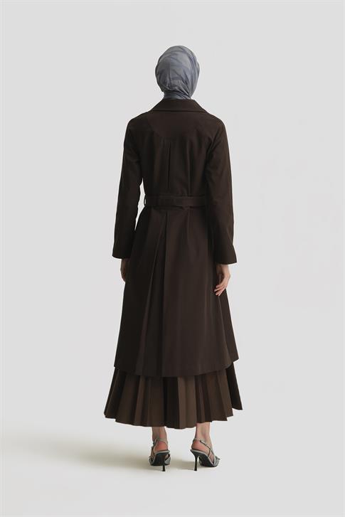 Armine Sırt Detaylı Pamuk Trençkot 25Y7801 Acı Kahve