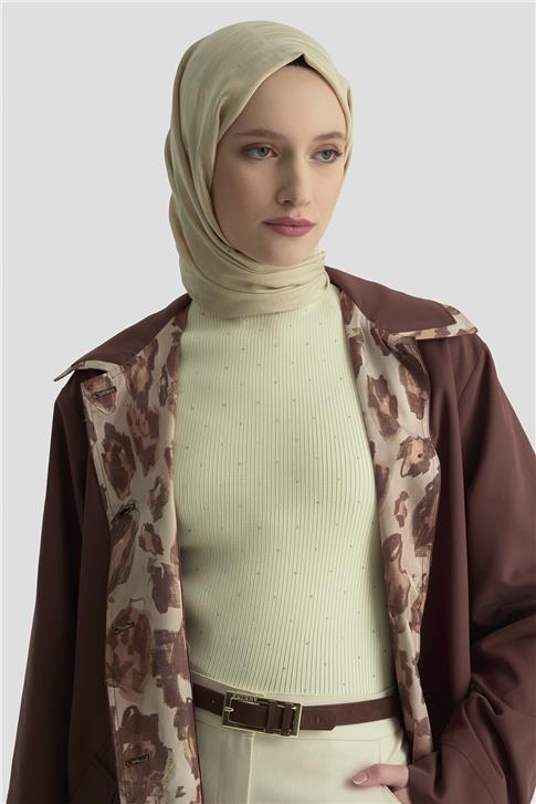 Armine Leopar Desen Garnili Trençkot 25K7901 Acı Kahve