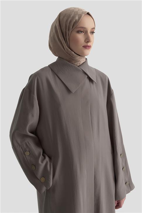 Armine Yakası Dökümlü Trençkot 25K7914 Kakao