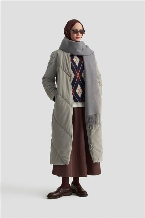 Armine Kapitone Mont 25K7928 Gri