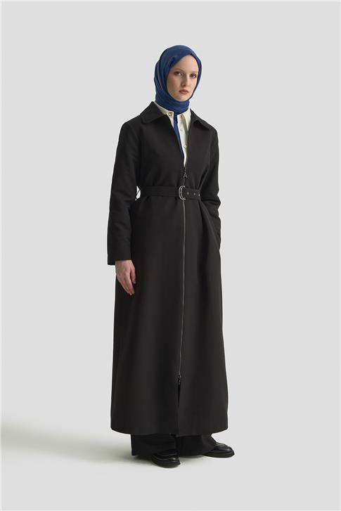Armine Trok Kemerli Pardesü 25K8512 Siyah