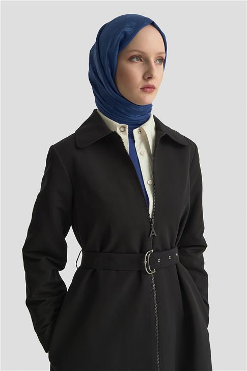 Armine Trok Kemerli Pardesü 25K8512 Siyah