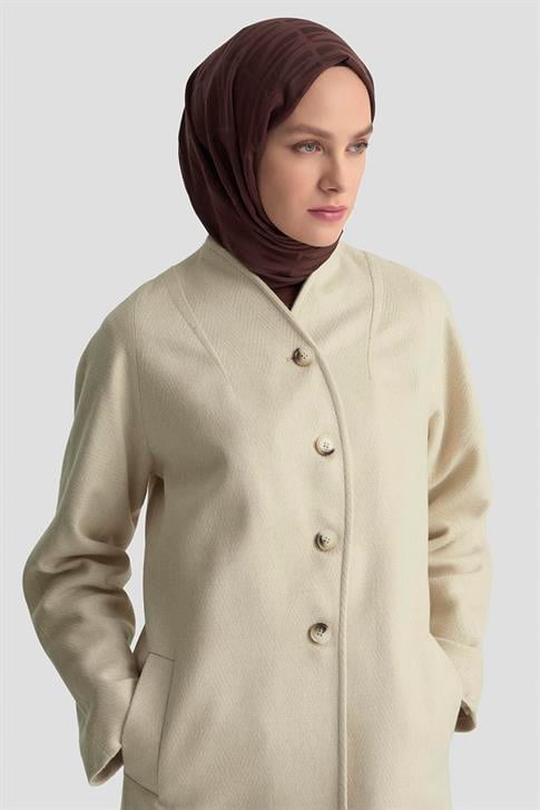 Armine Kaşe Manto 25K8603 Ekru