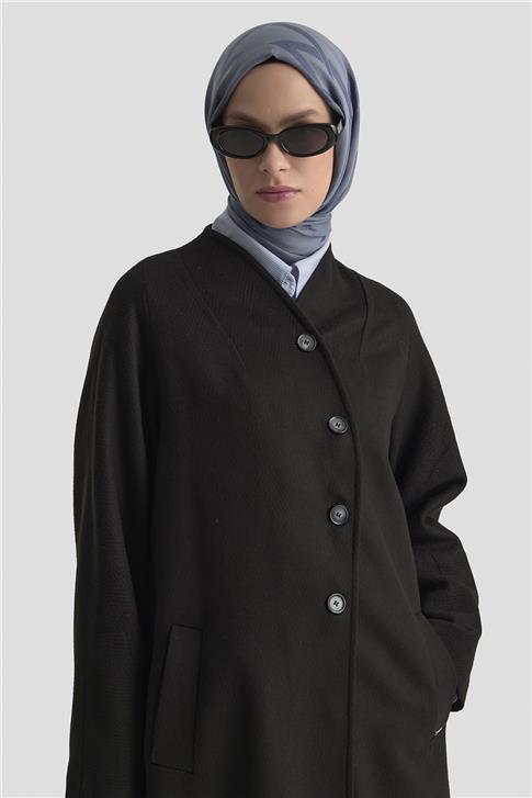 Armine Kaşe Manto 25K8603 Siyah