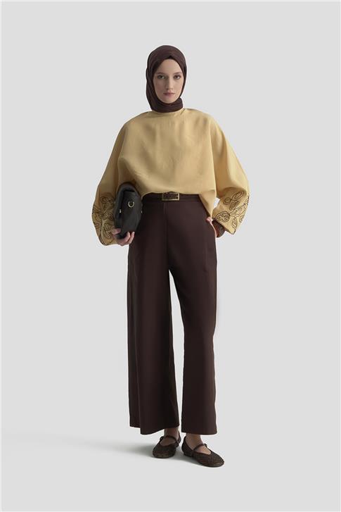 Armine Balon Kollu Bluz 25KD9001 Camel