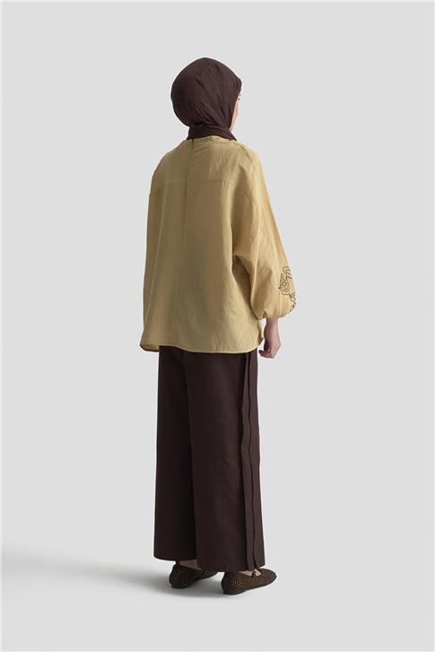 Armine Balon Kollu Bluz 25KD9001 Camel