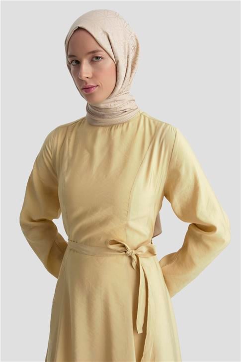 Armine Beli Pensli Elbise 25KD9007 Camel