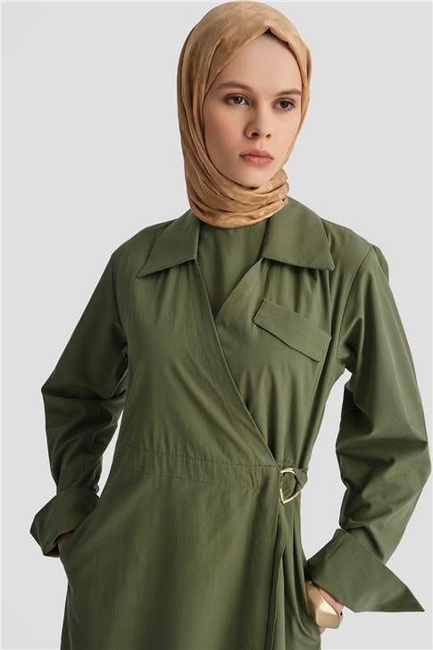 Armine Kemerli Anvelop Elbise 25KD9008 Haki