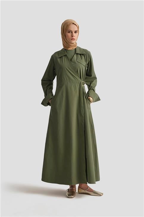 Armine Kemerli Anvelop Elbise 25KD9008 Haki