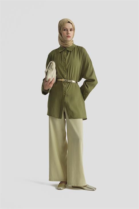 Armine Kemer Detaylı Tunik 25KD9009 Haki
