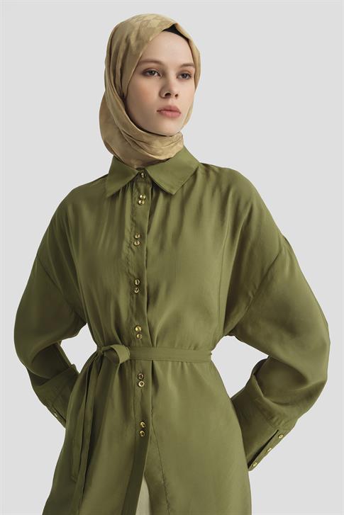 Armine Kemer Detaylı Tunik 25KD9009 Haki