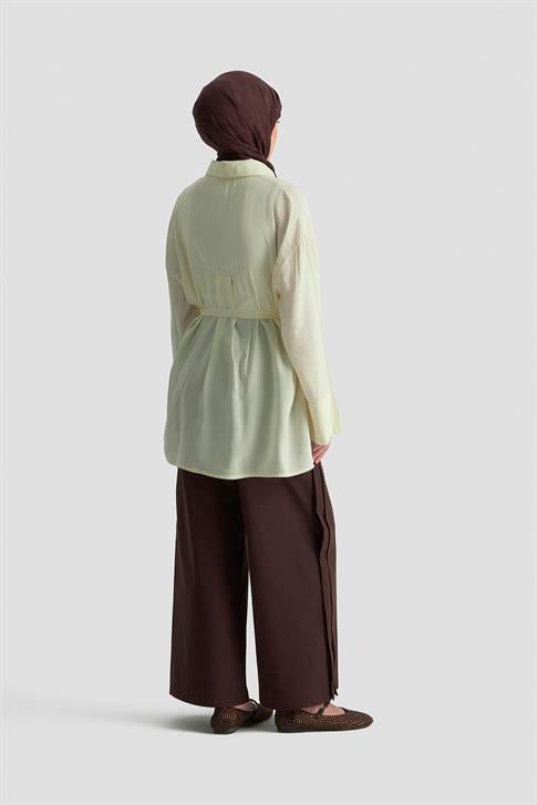Armine Kemer Detaylı Tunik 25KD9009 Açık Sarı