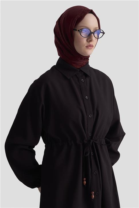Armine Bağcıklı Safari Tunik 25KD9012 Siyah