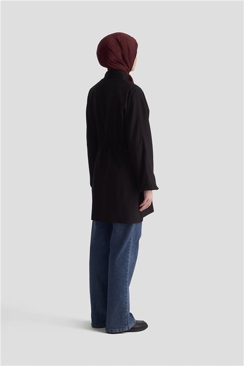 Armine Bağcıklı Safari Tunik 25KD9012 Siyah