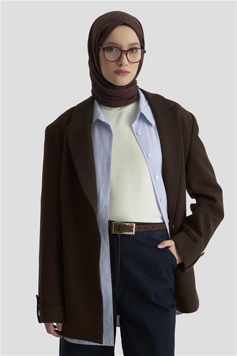Armine Basic Blazer Ceket 25KD9016 Kahverengi