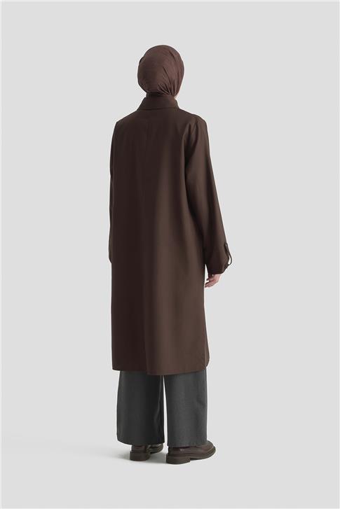 Armine Yırtmaçlı Tunik Elbise Kahverengi