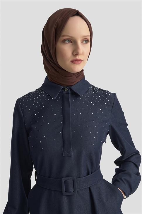 Armine Elbise 25KT905 İndigo