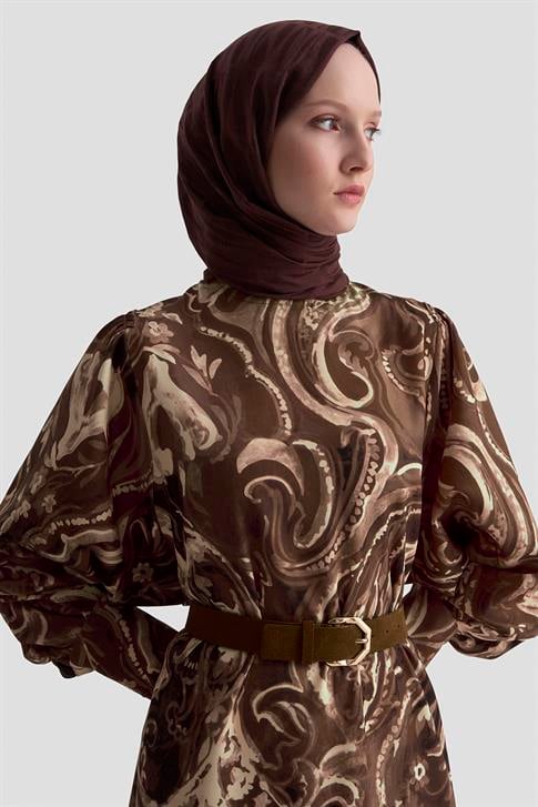 Armine Desenli Elbise 25K9127 Camel