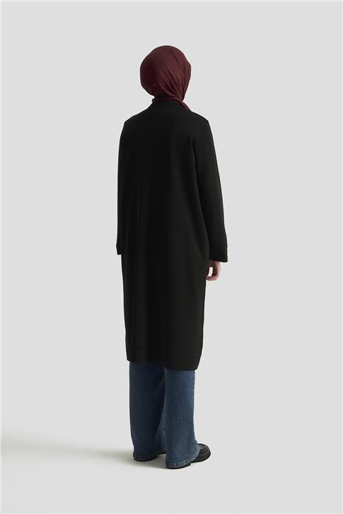 Armine Trend Düğmeli Triko Kap 25KTD4122 Siyah