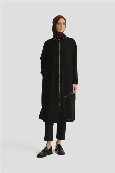 Armine Trok Detaylı Ceket 25YT503 Siyah