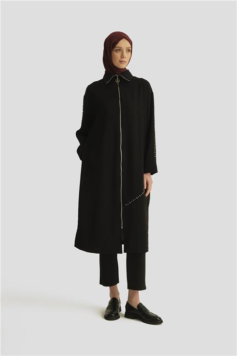 Armine Trok Detaylı Ceket 25YT503 Siyah