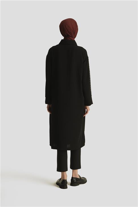 Armine Trok Detaylı Ceket 25YT503 Siyah