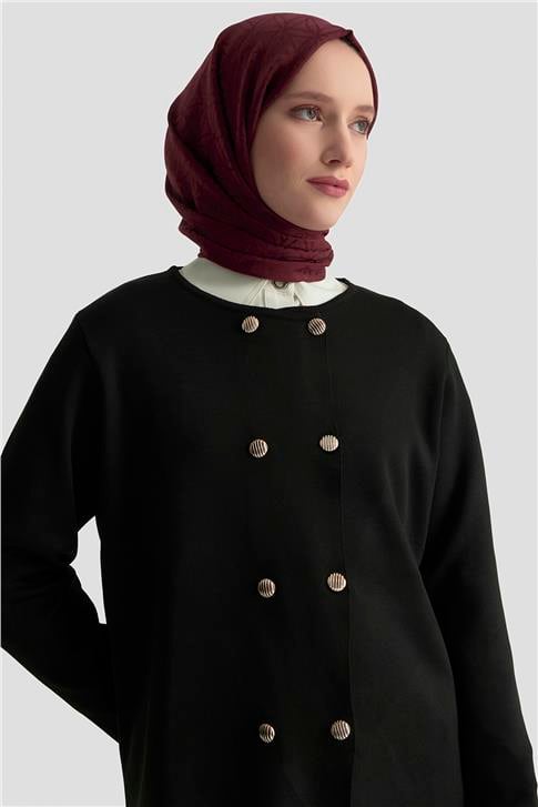 Armine Trend Düğme Detaylı Triko Takım 25KTD6118 Siyah