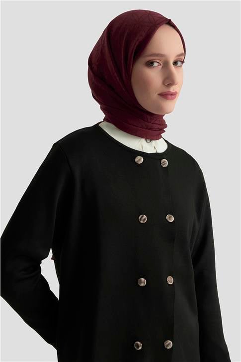 Armine Trend Düğme Detaylı Triko Takım 25KTD6118 Siyah