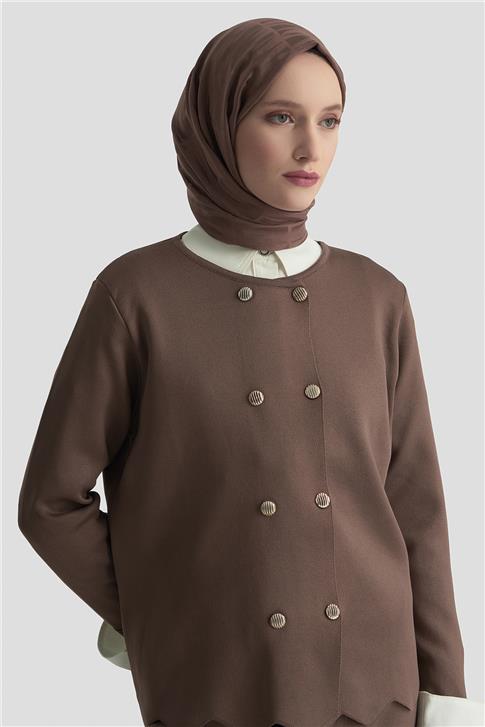 Armine Trend Düğme Detaylı Triko Takım 25KTD6118 Mocha