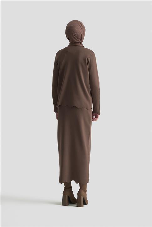 Armine Trend Düğme Detaylı Triko Takım 25KTD6118 Mocha