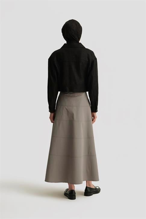 Armine Dikiş Detaylı Etek 25Y1801 Gri