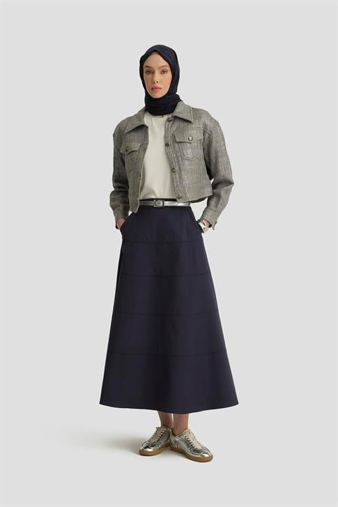 Armine Dikiş Detaylı Etek 25Y1801 İndigo