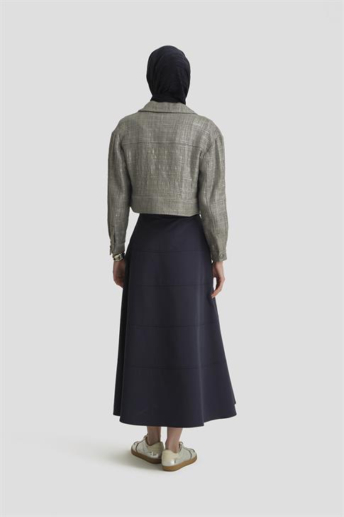 Armine Dikiş Detaylı Etek 25Y1801 İndigo