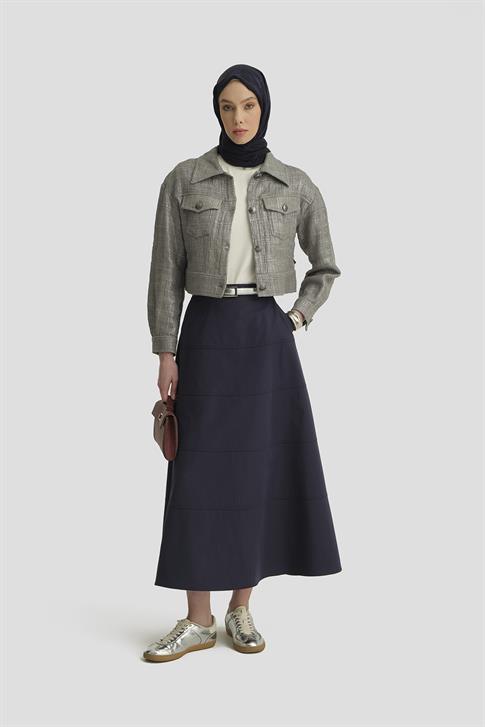 Armine Dikiş Detaylı Etek 25Y1801 İndigo