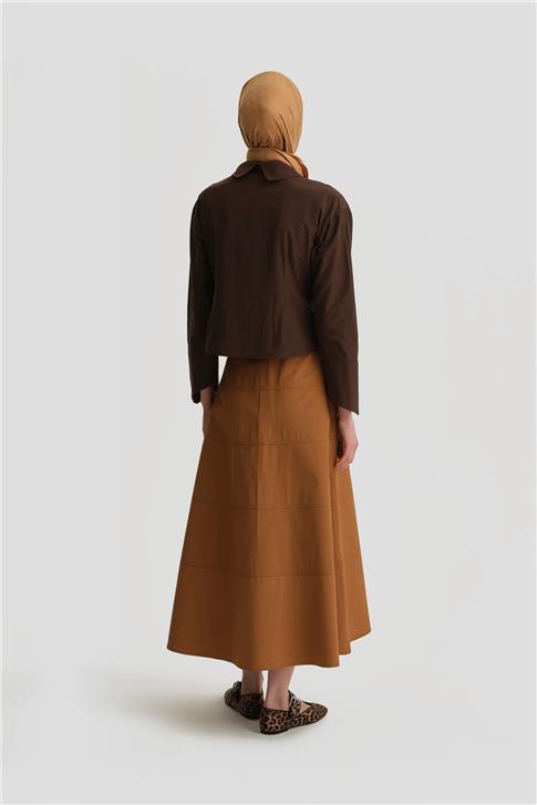 Armine Dikiş Detaylı Etek 25Y1801 Taba