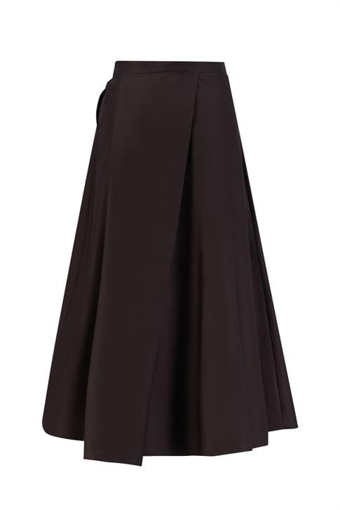 Armine Derin Asimetrik Pileli Etek 25Y1807 Kahverengi