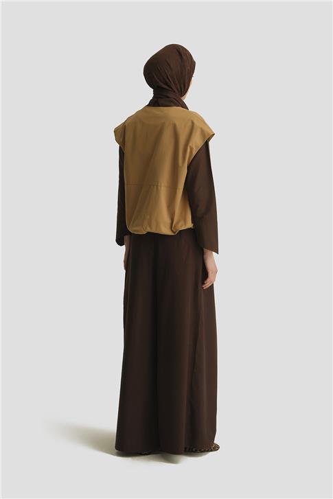 Armine Pileli Tencel Pantolon Etek 25Y2801 Acı Kahve