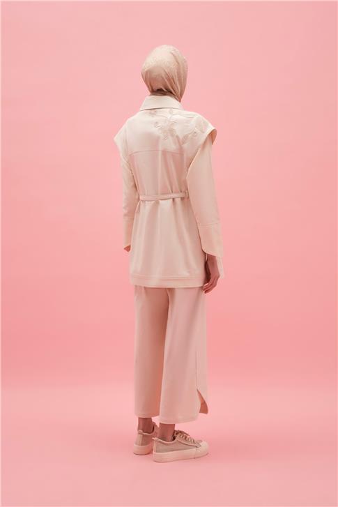 Armine Paça Detaylı Gabardin Pantolon 25Y2807 Naturel