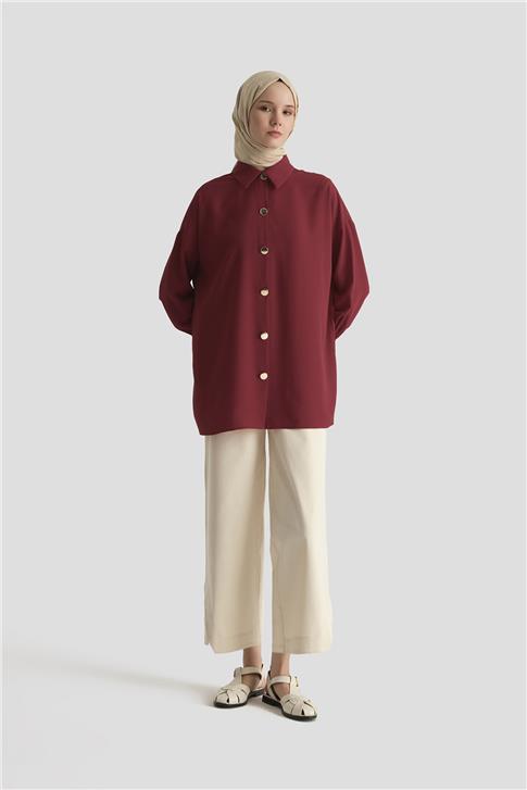26Y3000 Armine Gömlek Koyu Kırmızı