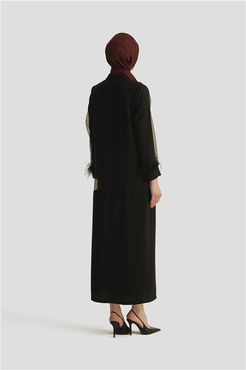 Armine Taşlı Ferace 25YD3002 Siyah