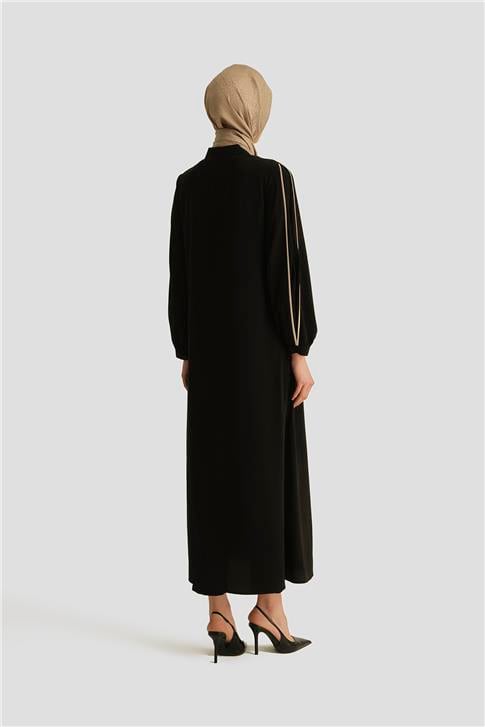 Armine Biye Detaylı Ferace 25YD3003 Siyah