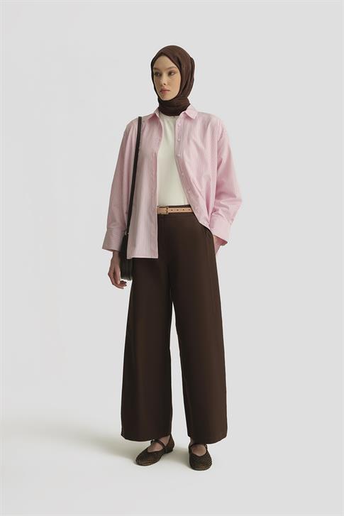 Armine Çizgili Gömlek 25YH3666 Pudra
