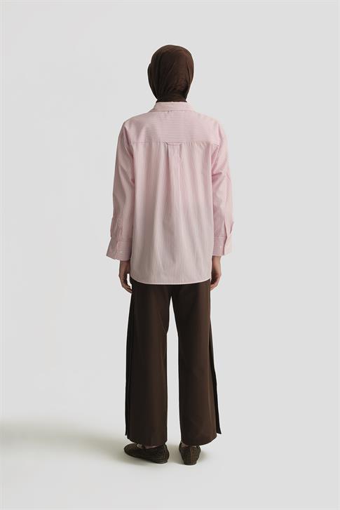 Armine Çizgili Gömlek 25YH3666 Pudra