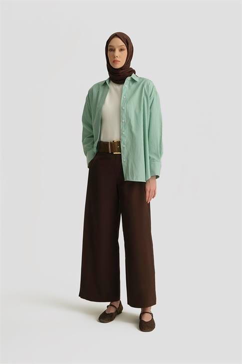 Armine Çizgili Gömlek 25YH3666 Yeşil