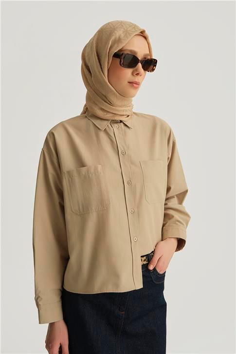 Armine Oversize Gömlek 25YH3667 Taş