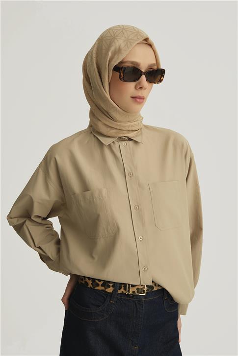 Armine Oversize Gömlek 25YH3667 Taş