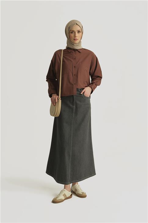 Armine Oversize Gömlek 25YH3667 Acı Kahve