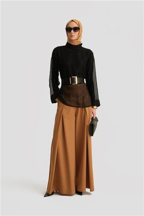 Armine Kemerli File Bluz 25Y3700 Siyah