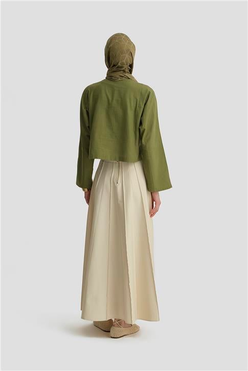 Armine Kup Dikiş Detaylı Basic Bluz 25Y3715 Yeşil